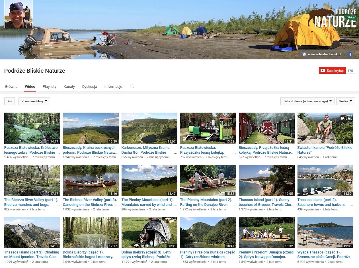 Kanał YouTube „Podróże Bliskie Naturze” z filmami z moich przyrodniczych eskapad po Polsce